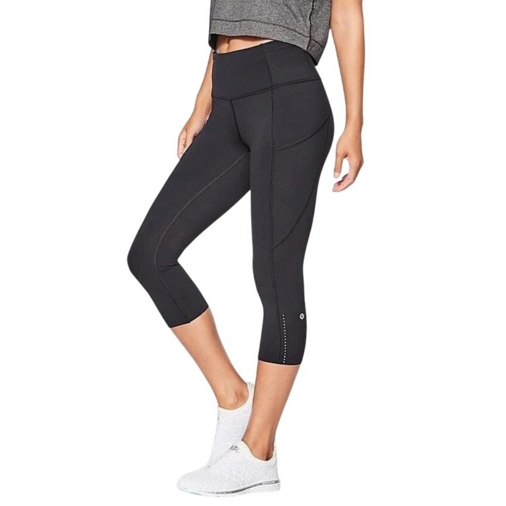 Lululemon Speed Up Crop High Rise Running Leggings Black SIZE 4